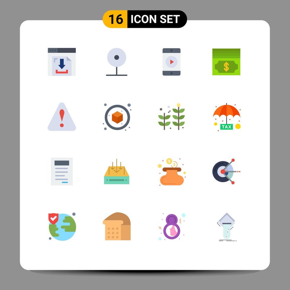 16 Creative Icons Modern Signs and Symbols of warning alert social money cash Editable Pack of Creative Vector Design Elements