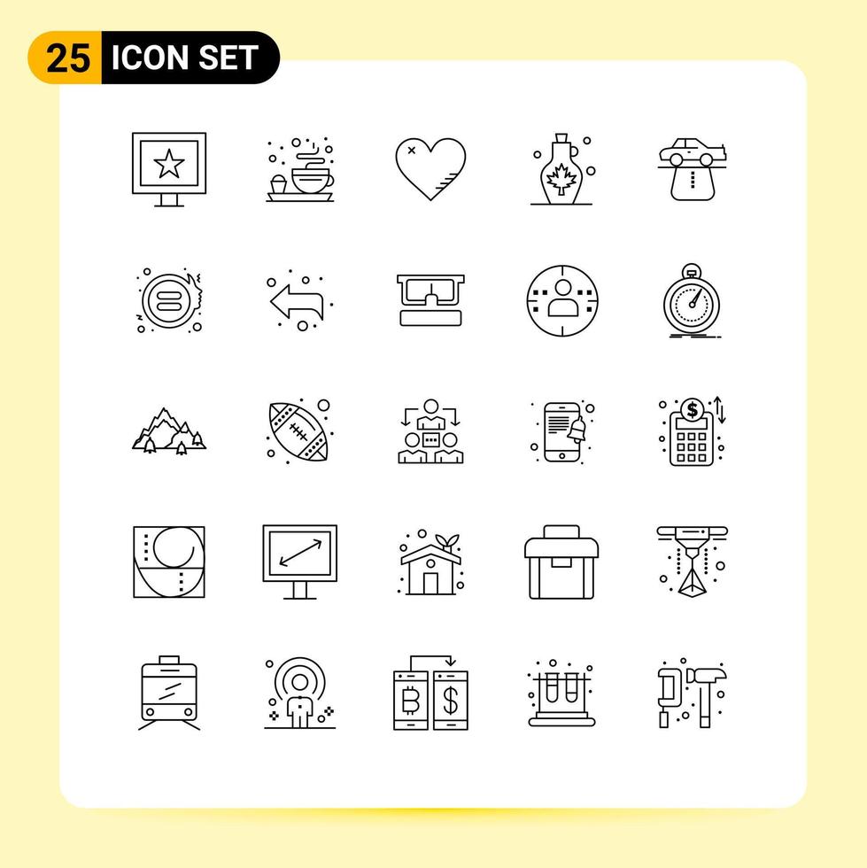 Pack of 25 Modern Lines Signs and Symbols for Web Print Media such as authority leaf like water pot kettle Editable Vector Design Elements