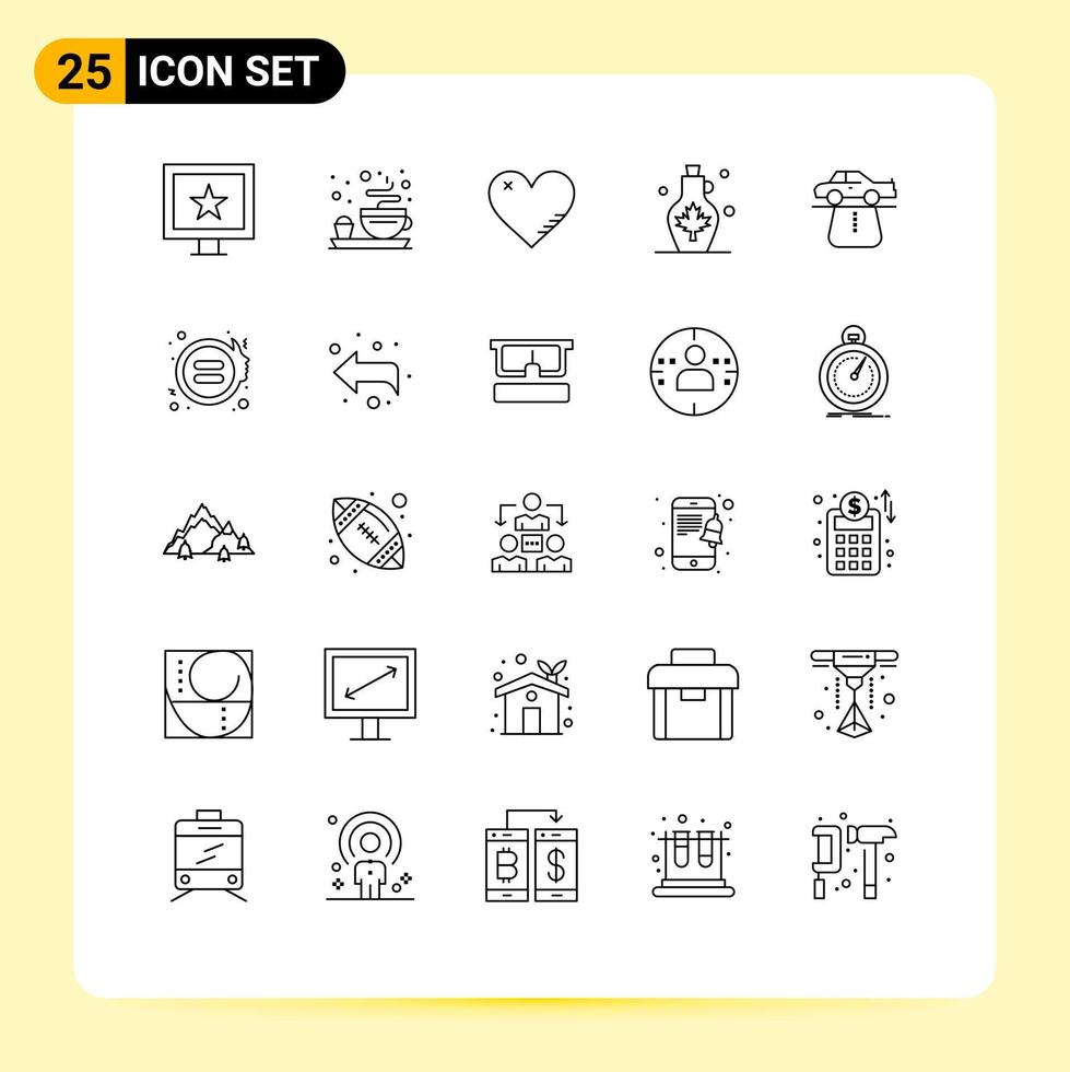 paquete de 25 líneas modernas, signos y símbolos para medios de impresión web, como hojas de autoridad como elementos de diseño de vectores editables de hervidor de agua