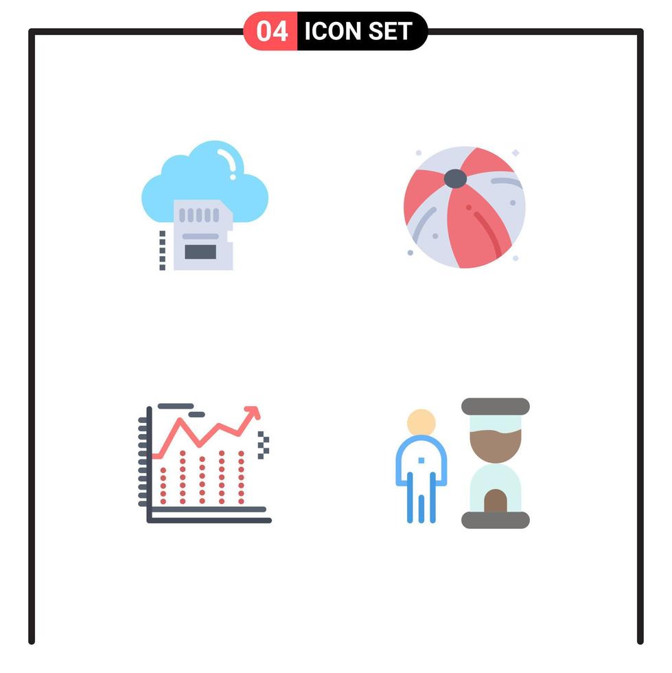 4 Universal Flat Icon Signs Symbols of sd banking cloud beach economics Editable Vector Design Elements