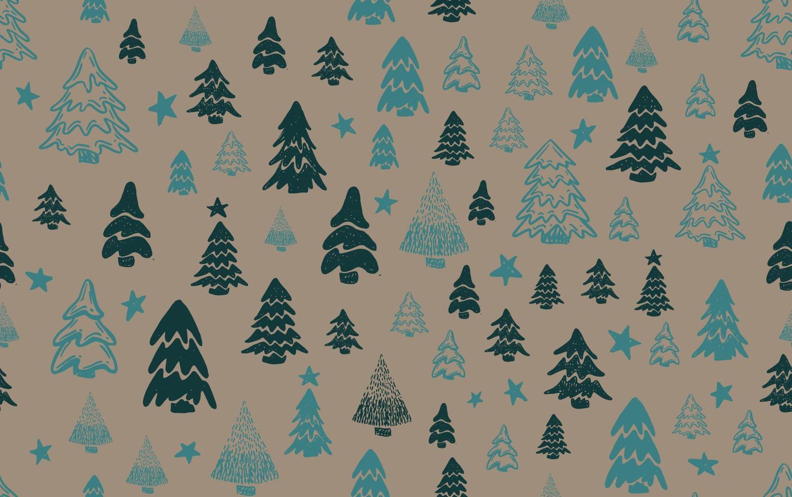 Christmas tree set, Hand drawn illustrations. vector