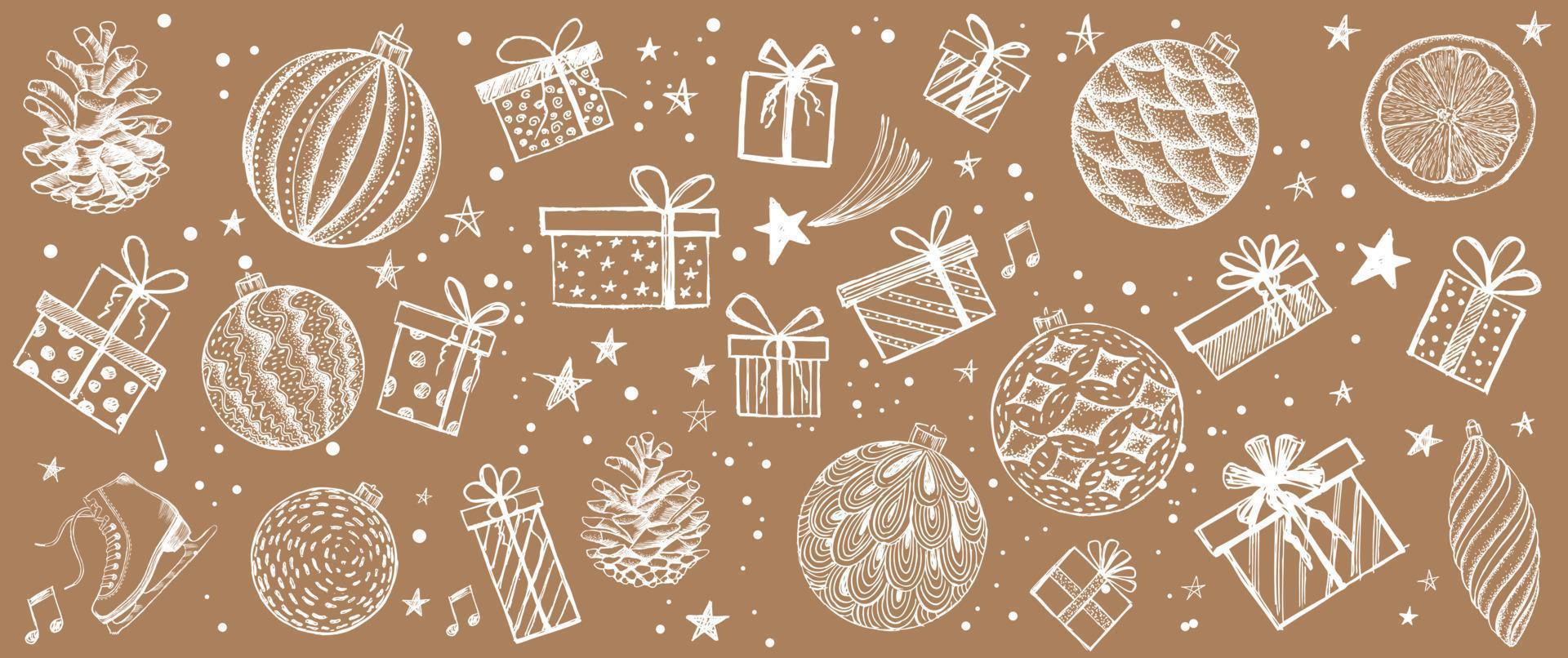 Christmas and New Year set. Hand drawn illustration. Vector. vector