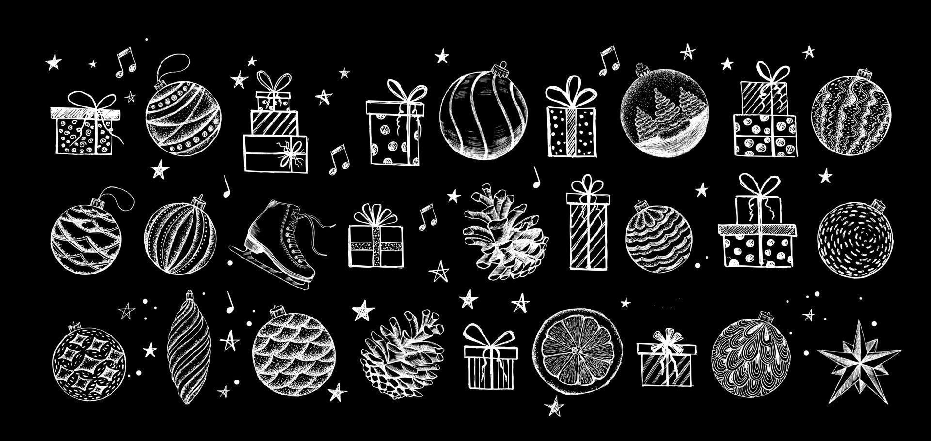 Christmas and New Year set. Hand drawn illustration. Vector. vector
