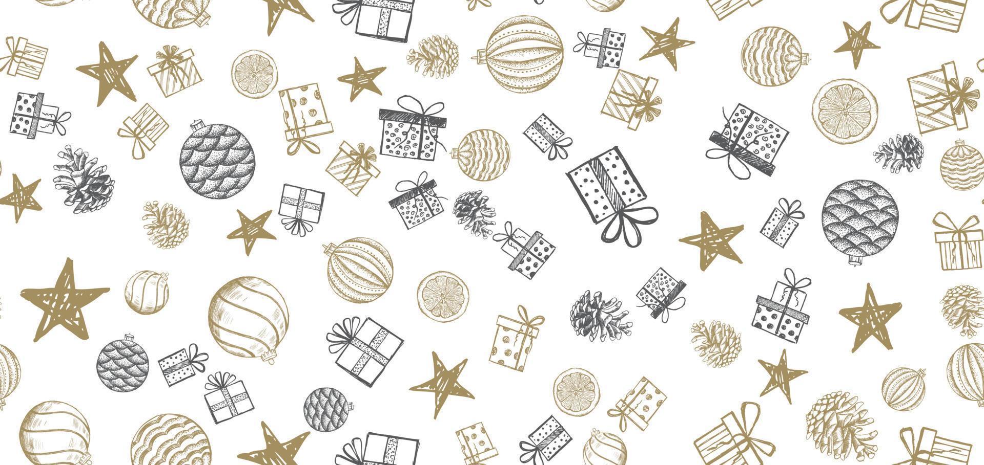 Christmas and New Year set. Hand drawn illustration. Vector. vector