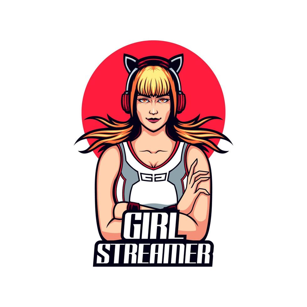 Illustration of Digital Girl Streamer Vector Mascot