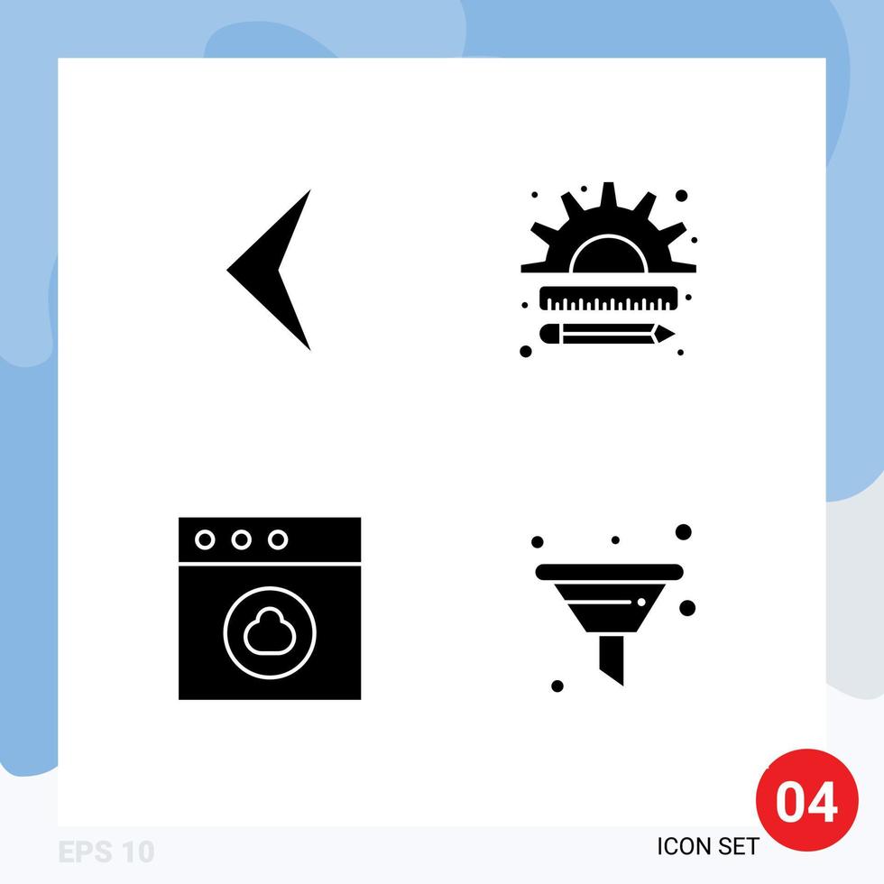4 User Interface Solid Glyph Pack of modern Signs and Symbols of arrow cloud business management filter Editable Vector Design Elements
