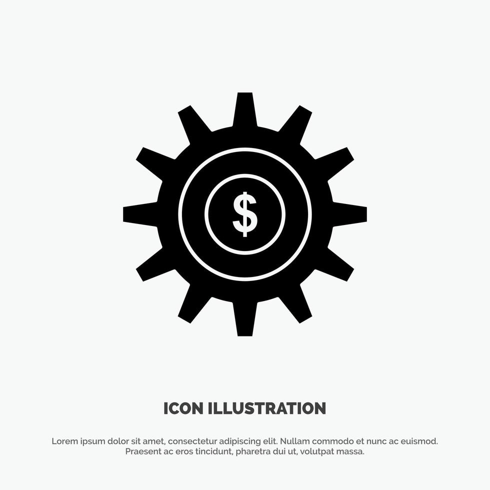 engranaje ajuste dinero éxito sólido glifo icono vector