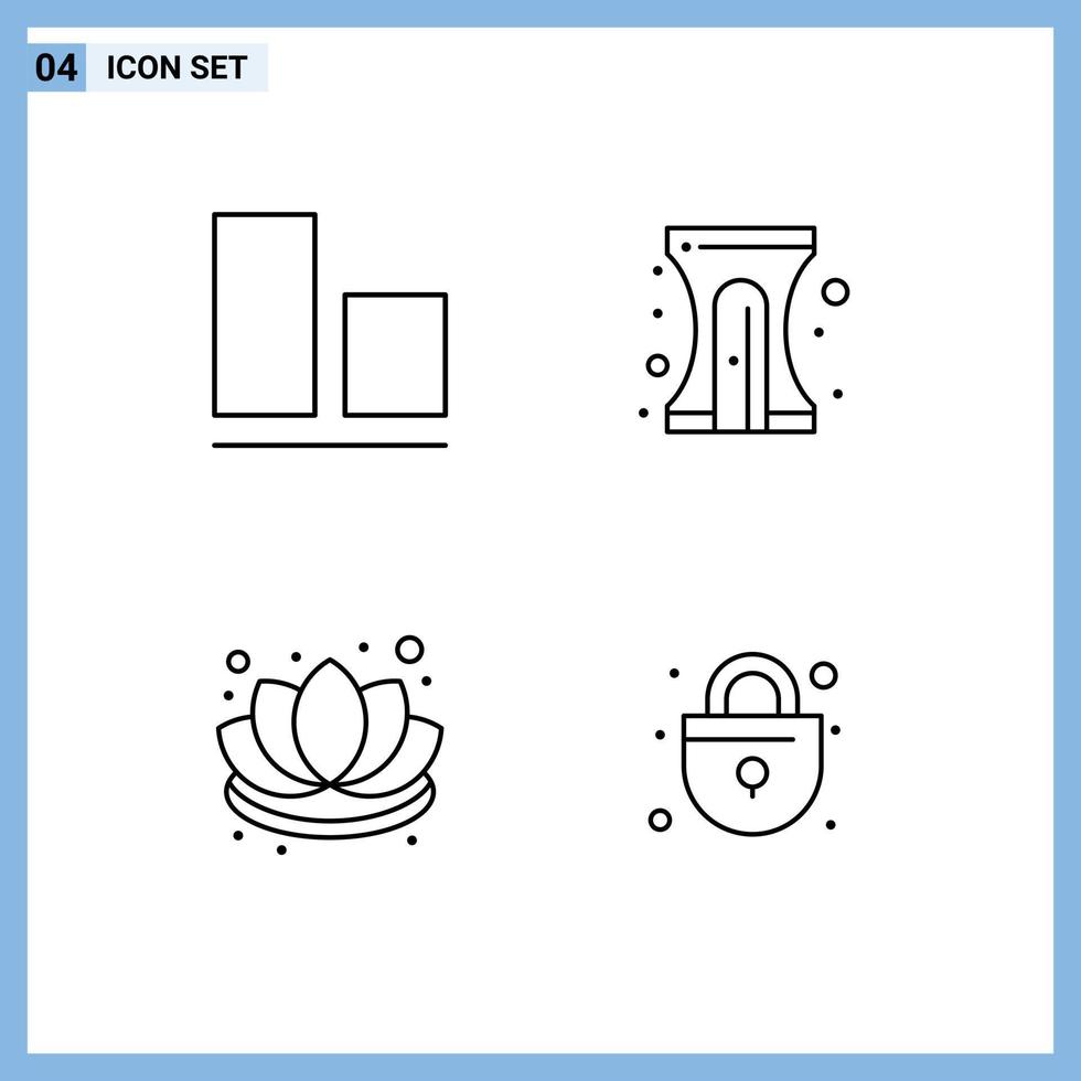 Set of 4 Modern UI Icons Symbols Signs for align flower back to school sharpener lock Editable Vector Design Elements