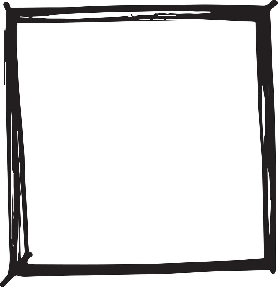 Square doodle drawing empty frame. vector