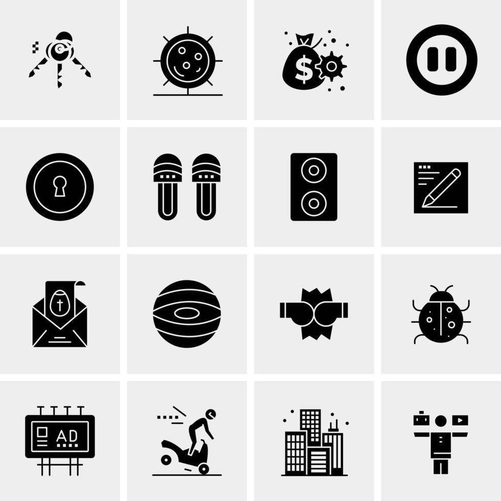 16 iconos de negocios universales vector ilustración de icono creativo para usar en proyectos relacionados con la web y dispositivos móviles