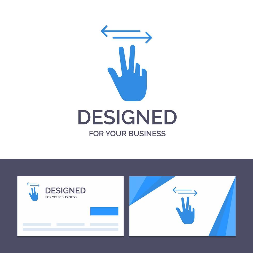 tarjeta de visita creativa y gestos de plantilla de logotipo mano móvil toque ilustración vectorial vector