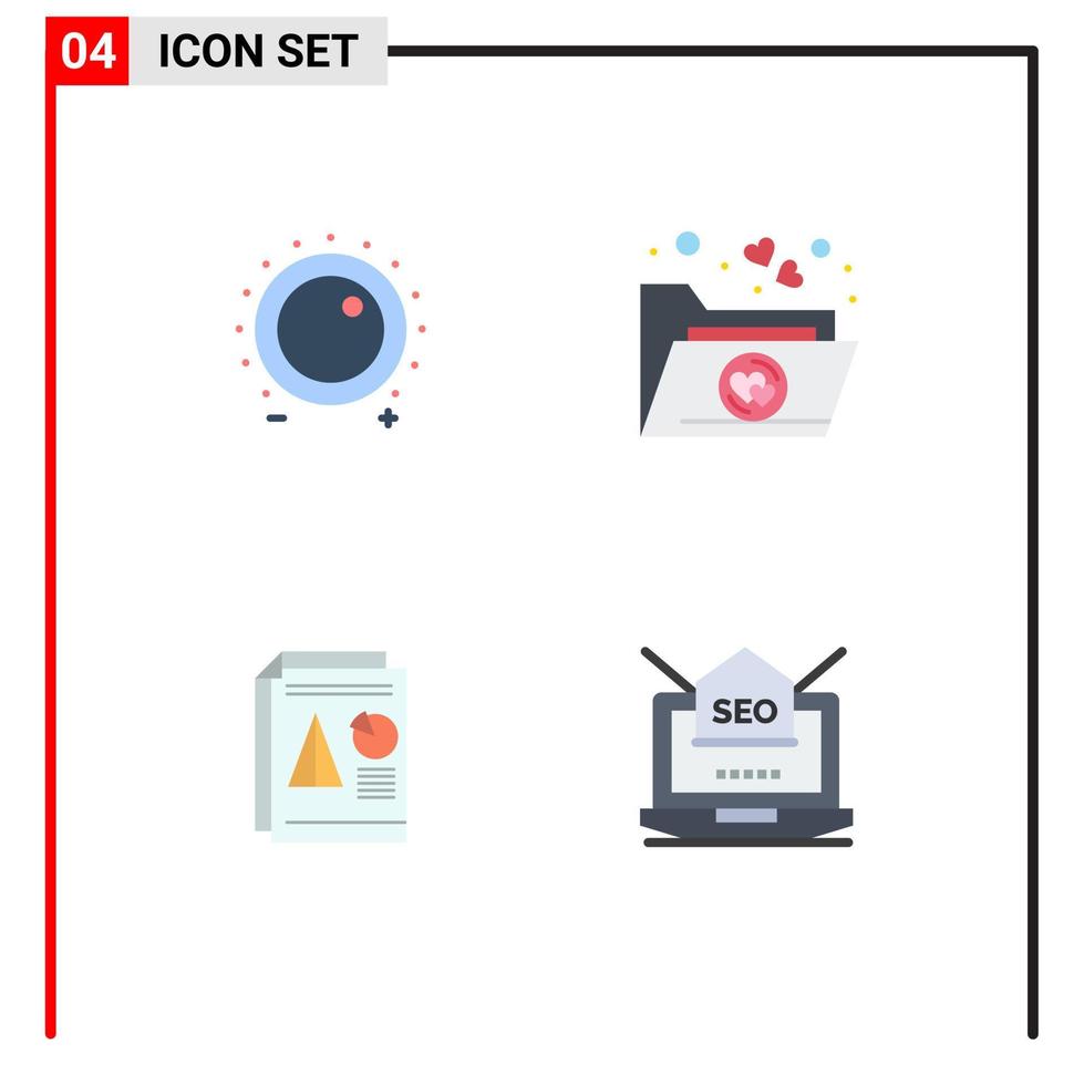 Mobile Interface Flat Icon Set of 4 Pictograms of audio presentation level files chart Editable Vector Design Elements