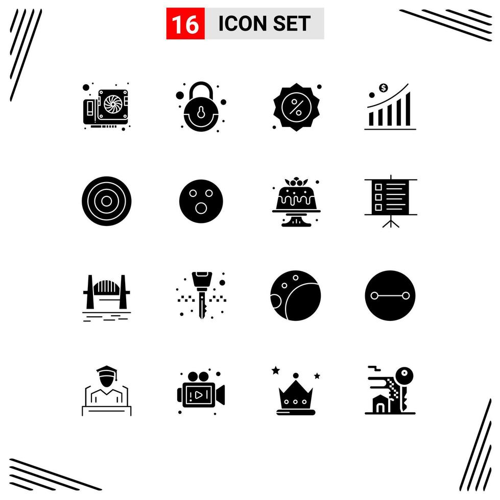 16 Solid Glyph concept for Websites Mobile and Apps line basic commerce statistic graph Editable Vector Design Elements