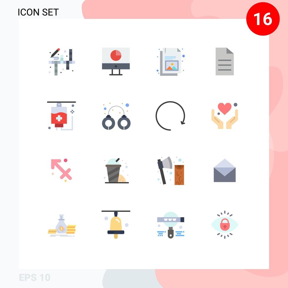 16 Universal Flat Color Signs Symbols of healthcare user payments data image Editable Pack of Creative Vector Design Elements