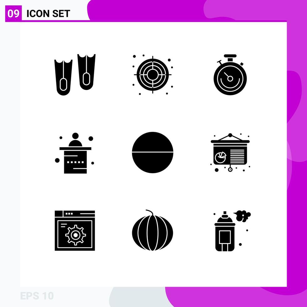 9 Creative Icons Modern Signs and Symbols of conference tablet stopwatch pill office Editable Vector Design Elements