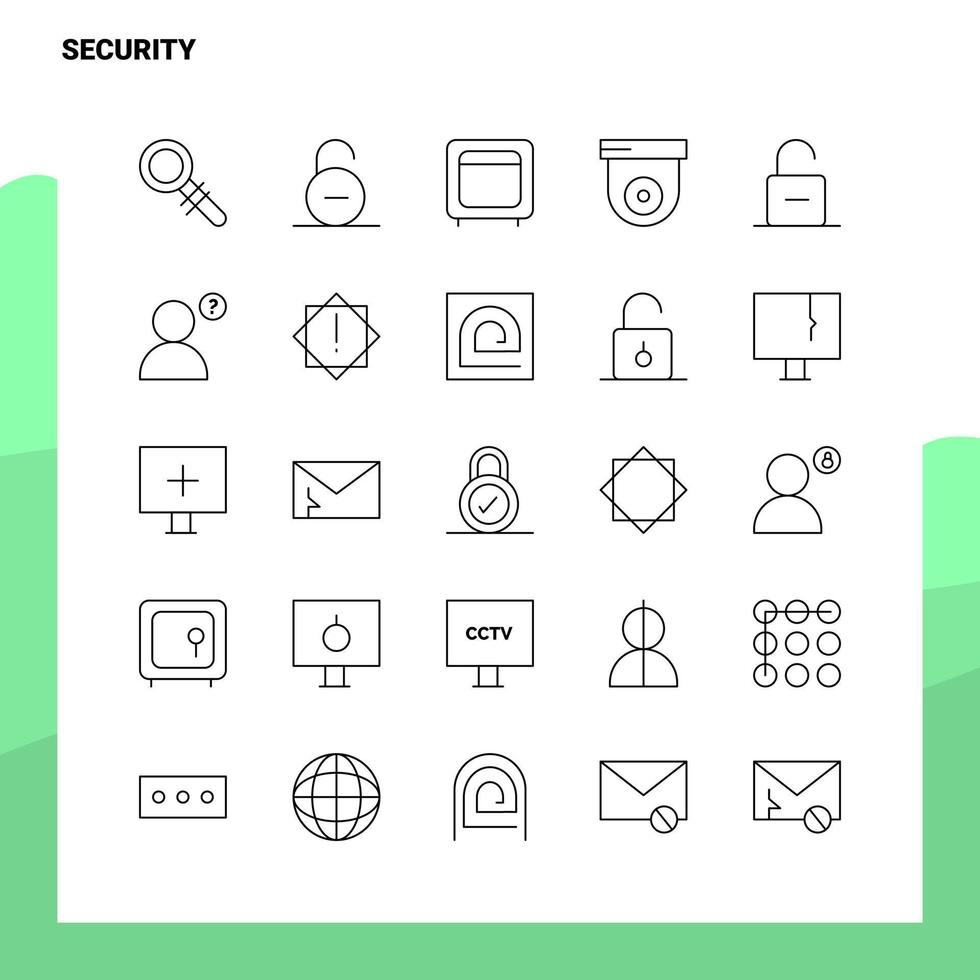 Set of Security Line Icon set 25 Icons Vector Minimalism Style Design Black Icons Set Linear pictogram pack