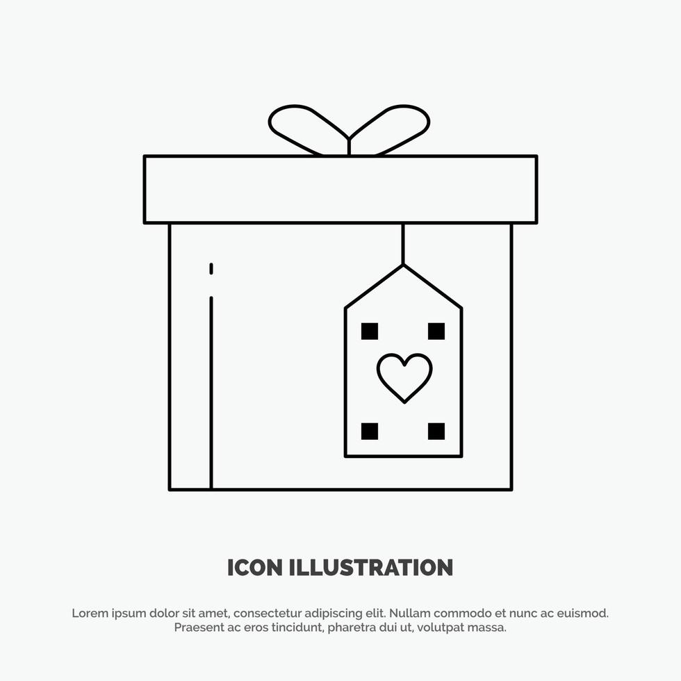 caja de regalo caja sorpresa entrega línea icono vector