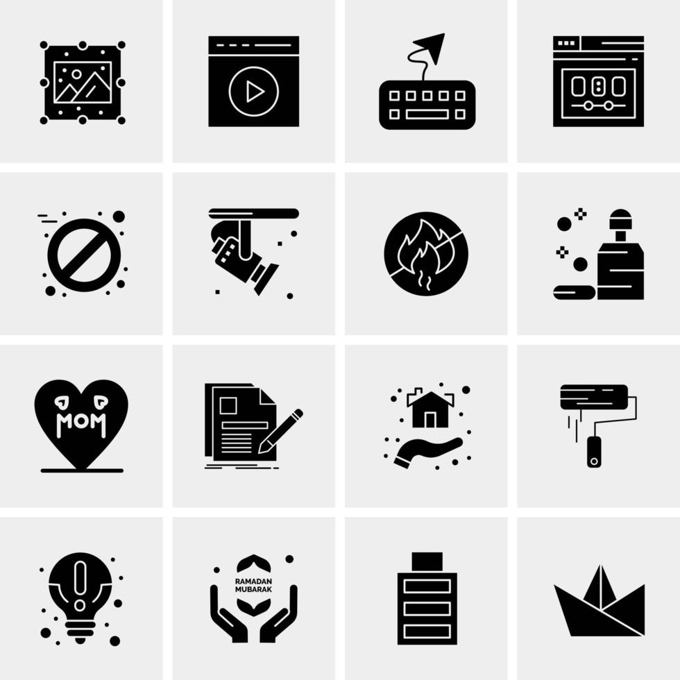 16 iconos de negocios universales vector ilustración de icono creativo para usar en proyectos relacionados con la web y dispositivos móviles