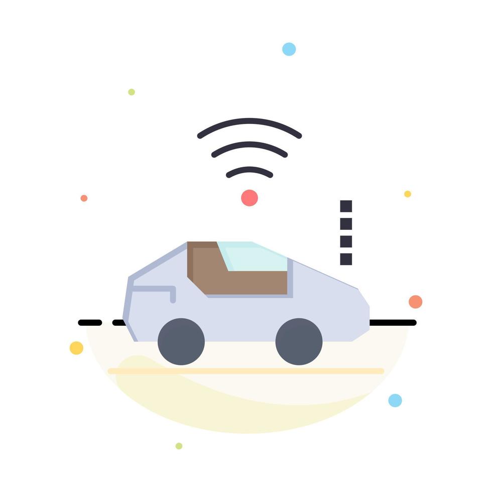 Auto Car Wifi Signal Abstract Flat Color Icon Template vector