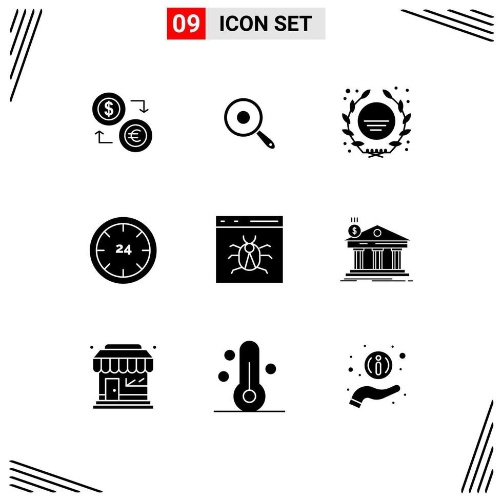 9 Universal Solid Glyphs Set for Web and Mobile Applications commerce school logo pan star award Editable Vector Design Elements