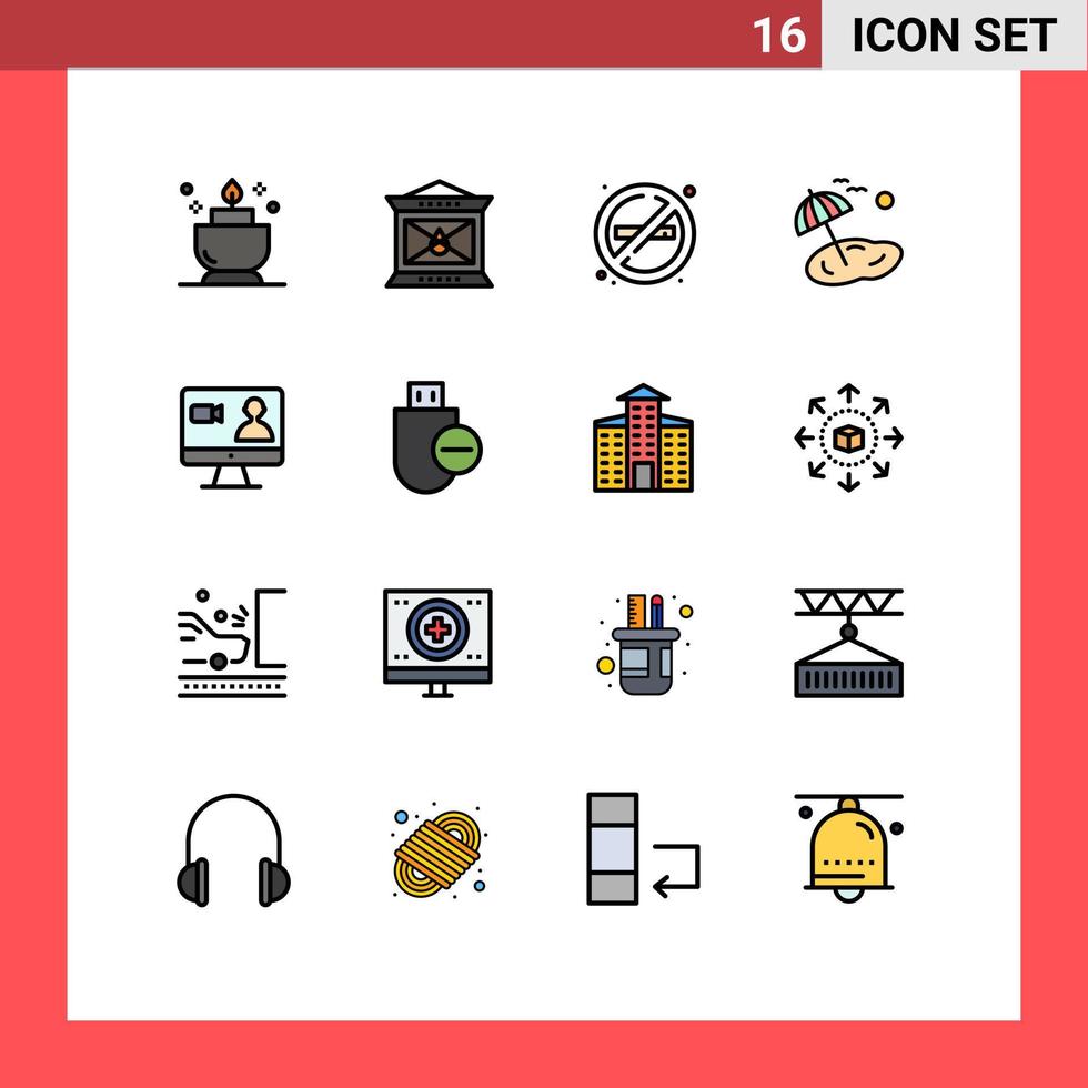 paquete de iconos de vectores de stock de 16 signos y símbolos de línea para trabajo en Internet sin elementos de diseño de vectores creativos editables de palma de primavera