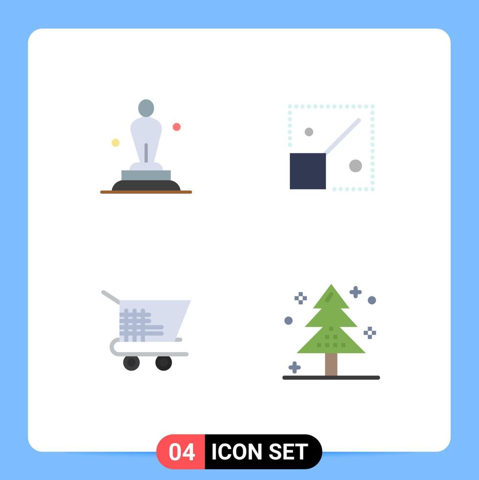 4 iconos planos universales establecidos para aplicaciones web y móviles academia carro estatua cambiar el tamaño de compras elementos de diseño vectorial editables vector