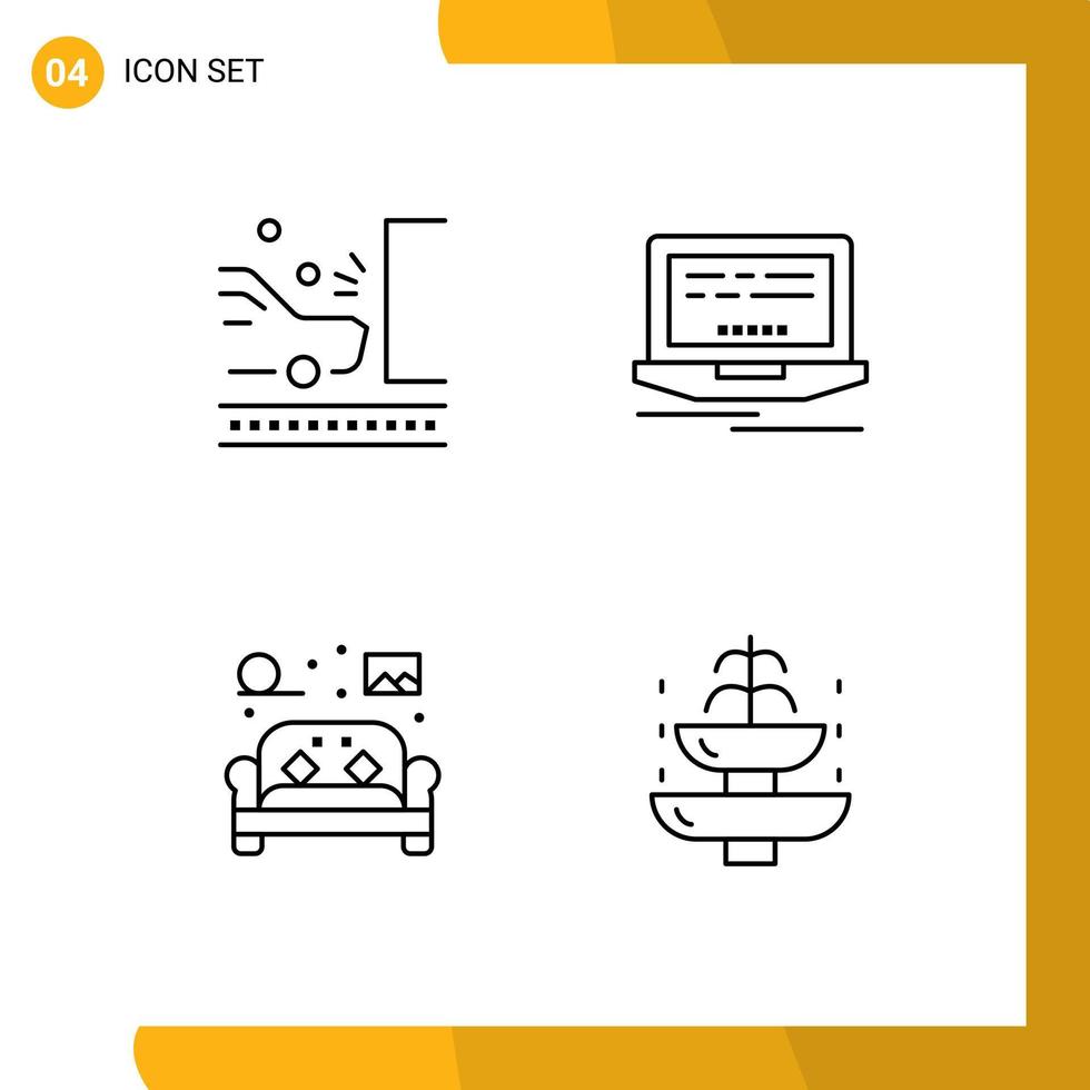 4 Universal Line Signs Symbols of accident furniture safety web living Editable Vector Design Elements