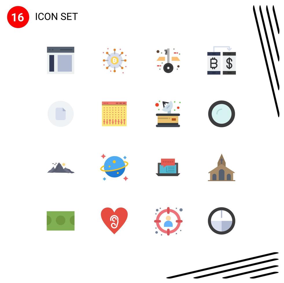 Modern Set of 16 Flat Colors and symbols such as transfer smartphone money payment keys Editable Pack of Creative Vector Design Elements