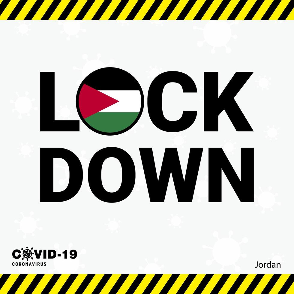 Coronavirus Jordan Lock DOwn Typography with country flag Coronavirus pandemic Lock Down Design vector