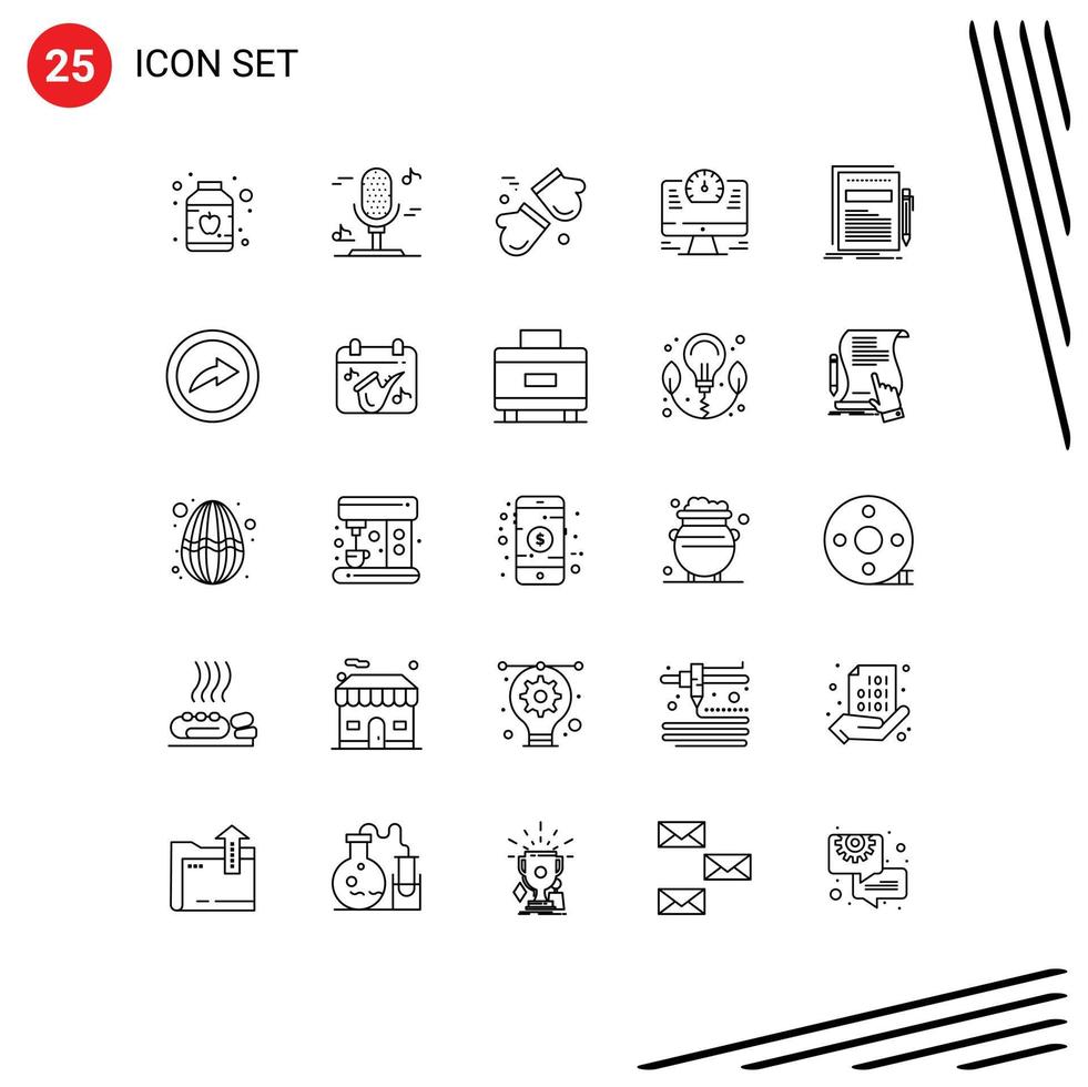 User Interface Pack of 25 Basic Lines of file business canada watch monitor Editable Vector Design Elements