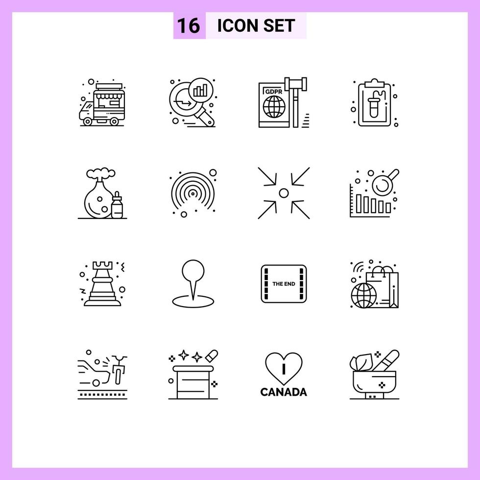 Modern Set of 16 Outlines and symbols such as aroma record business document secure Editable Vector Design Elements