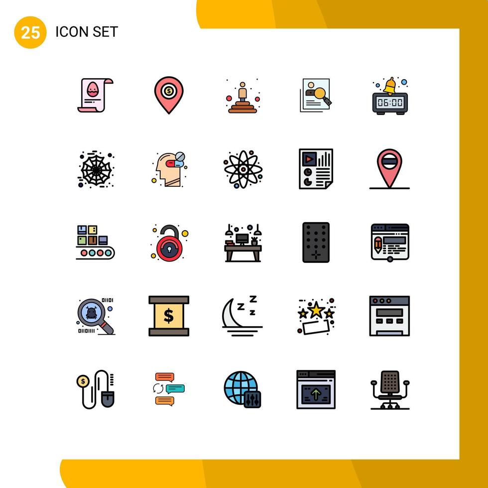 Pictogram Set of 25 Simple Filled line Flat Colors of personal human money hr winner Editable Vector Design Elements