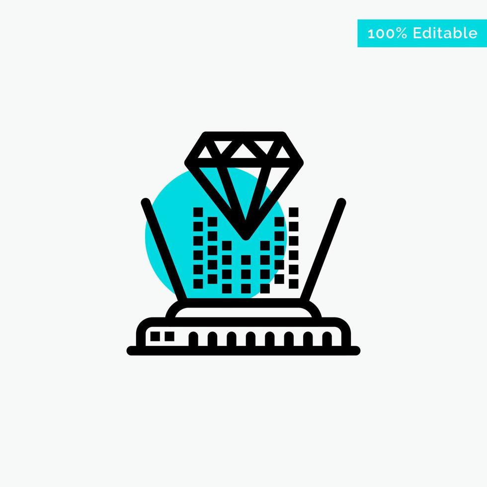 Hologram Projection Technology Diamond turquoise highlight circle point Vector icon