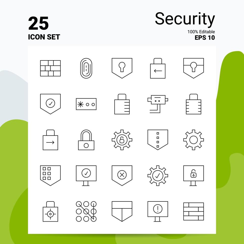 25 Security Icon Set 100 Editable EPS 10 Files Business Logo Concept Ideas Line icon design vector