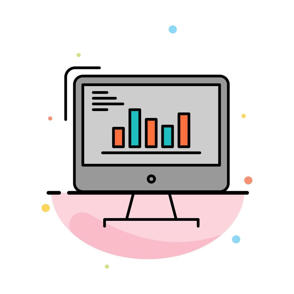 Chart Analytics Business Computer Diagram Marketing Trends Abstract Flat Color Icon Template vector