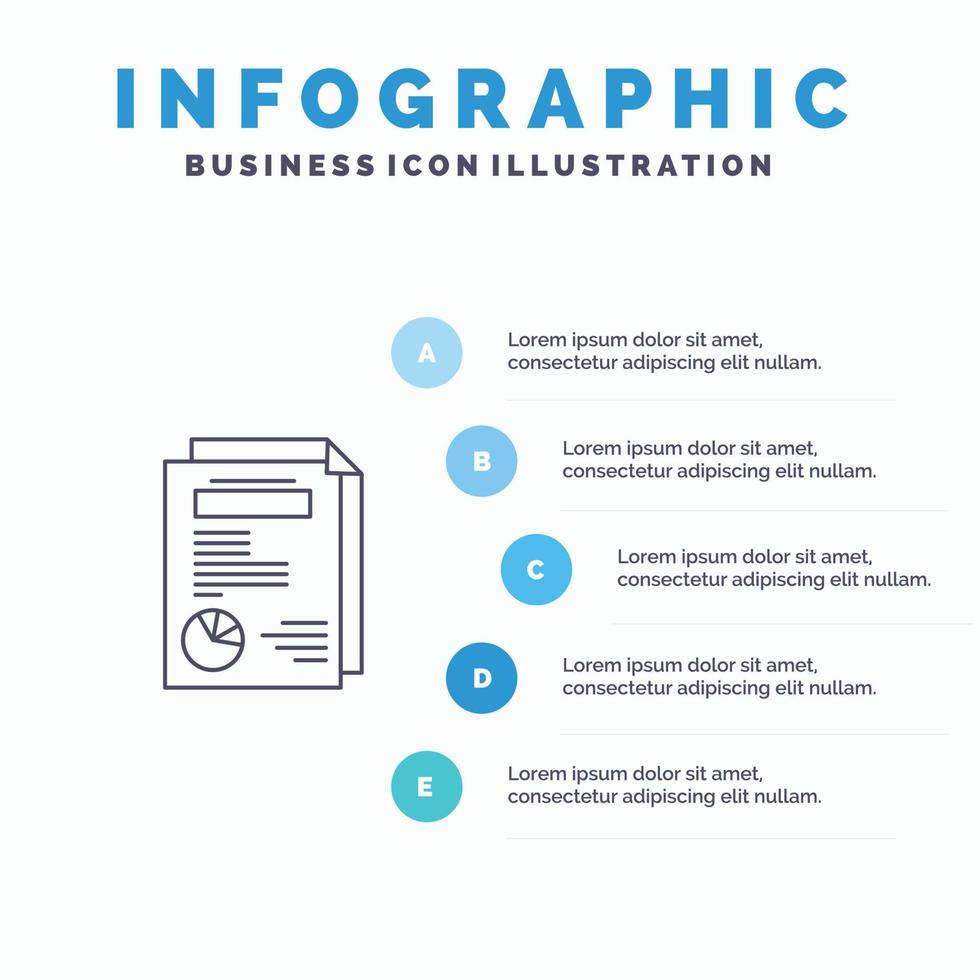 Page Layout Report Presentation Line icon with 5 steps presentation infographics Background vector