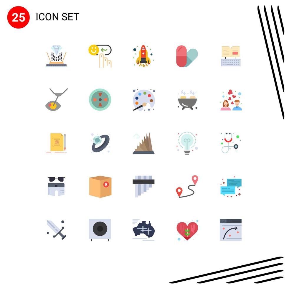Modern Set of 25 Flat Colors Pictograph of facebook keyboard support key pill Editable Vector Design Elements
