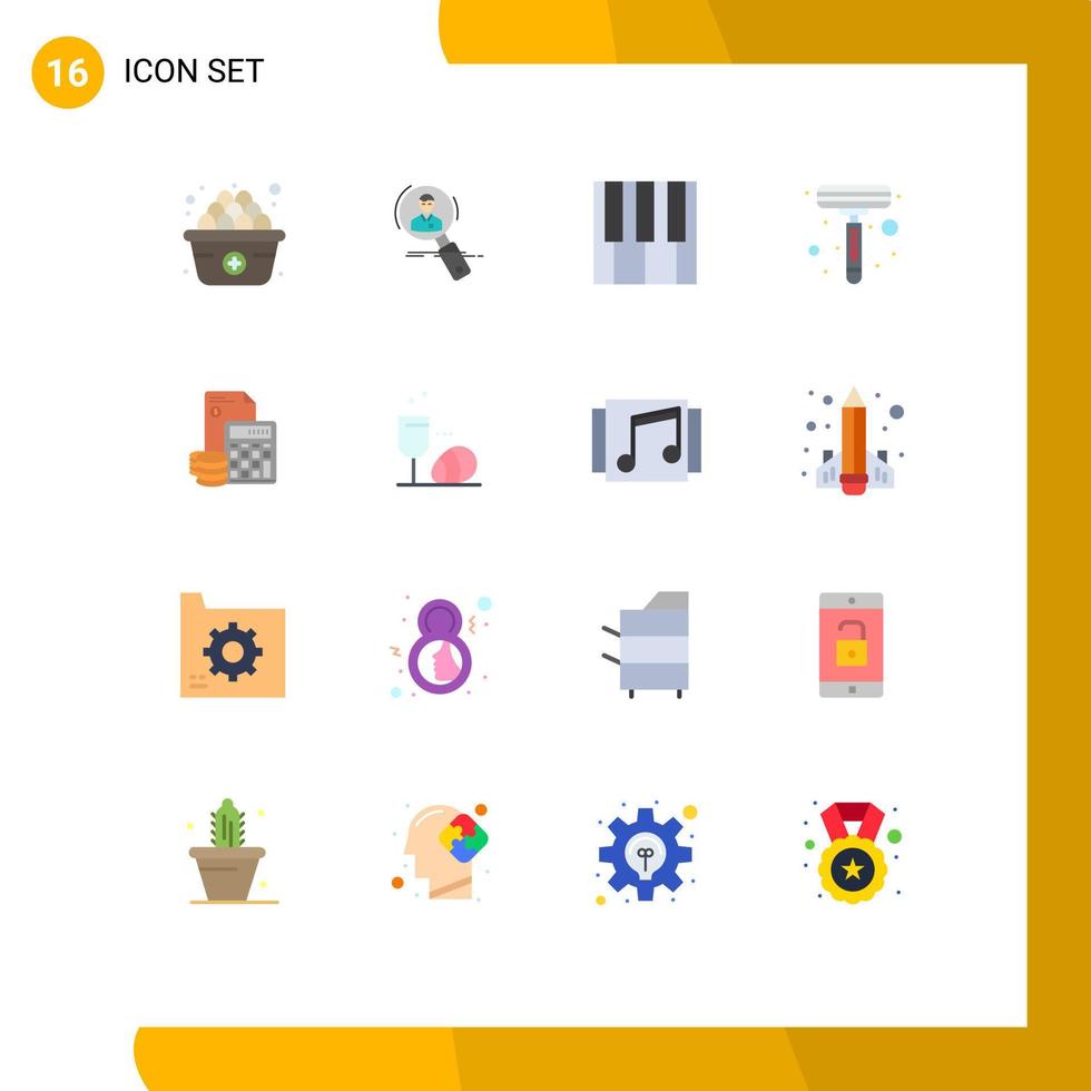 16 iconos creativos signos y símbolos modernos de acumulación de recursos de afeitado afeitadora piano paquete editable de elementos creativos de diseño de vectores