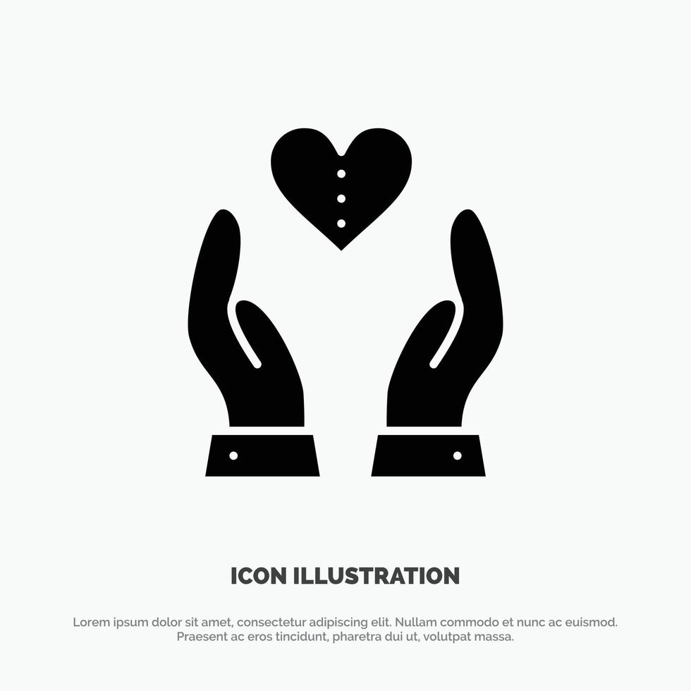 Care Compassion Feelings Heart Love solid Glyph Icon vector
