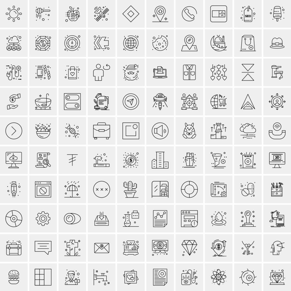 conjunto de 100 iconos de línea de negocios creativos vector