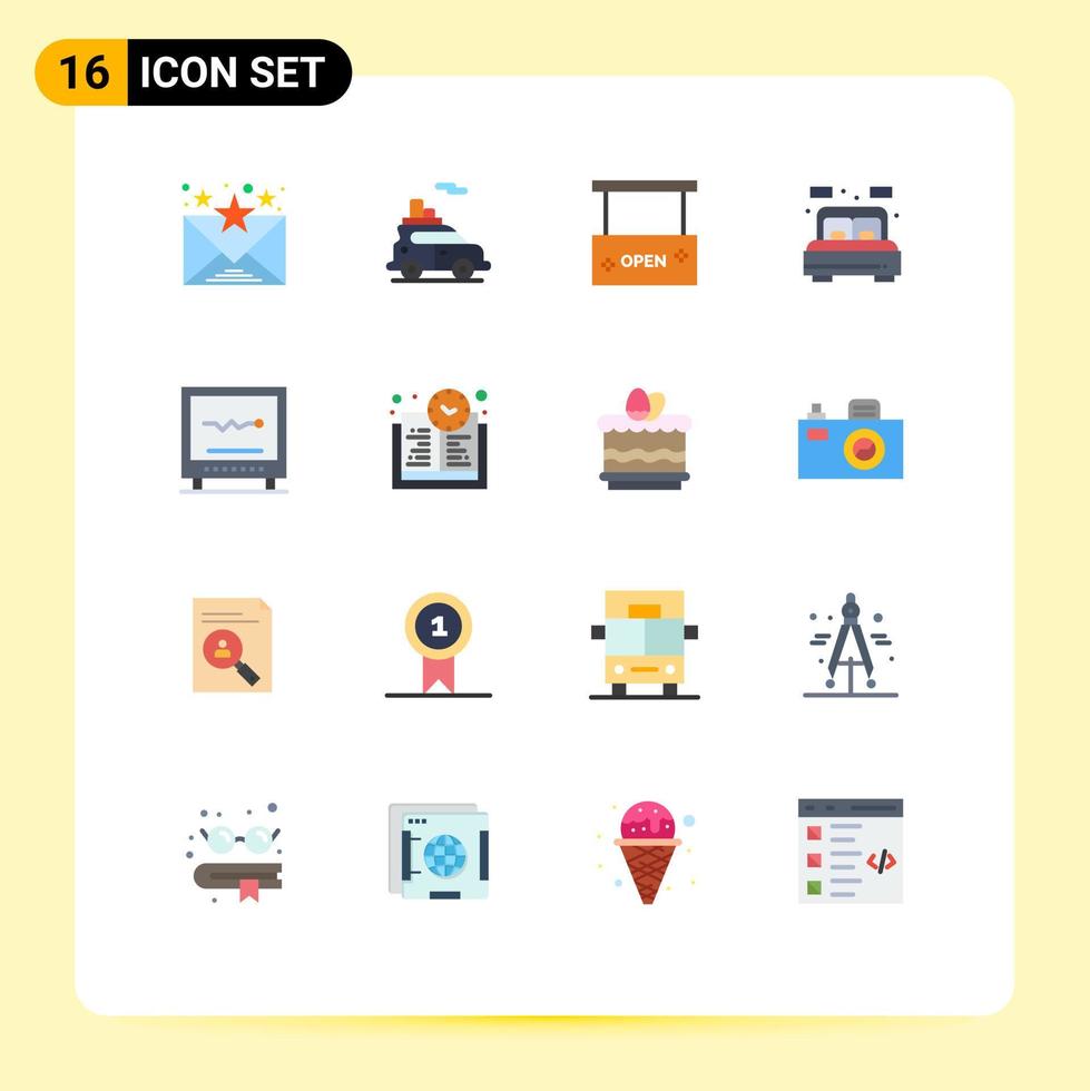 16 Flat Color concept for Websites Mobile and Apps cardiology bed board room home Editable Pack of Creative Vector Design Elements