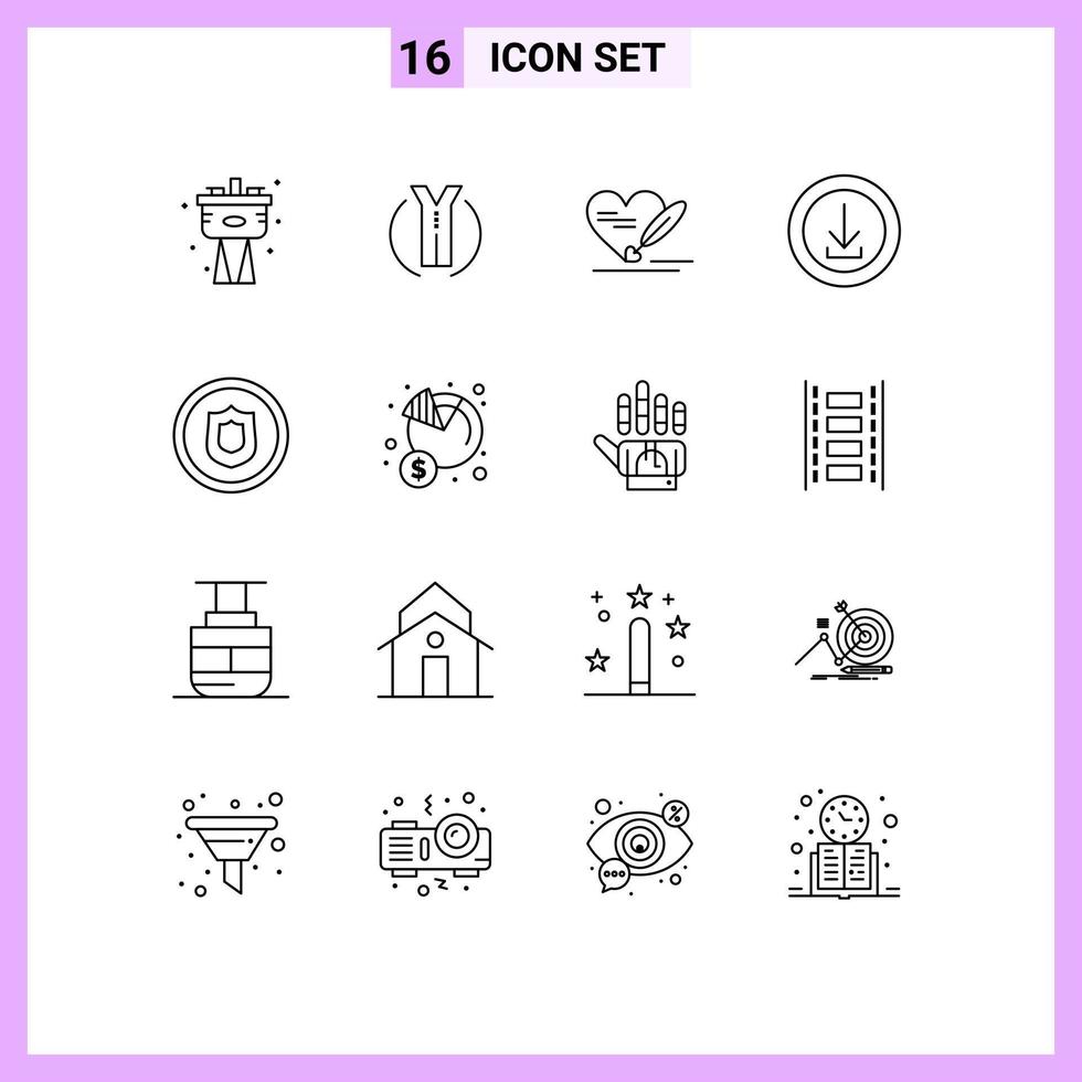 Modern Set of 16 Outlines and symbols such as award store pen download apps Editable Vector Design Elements