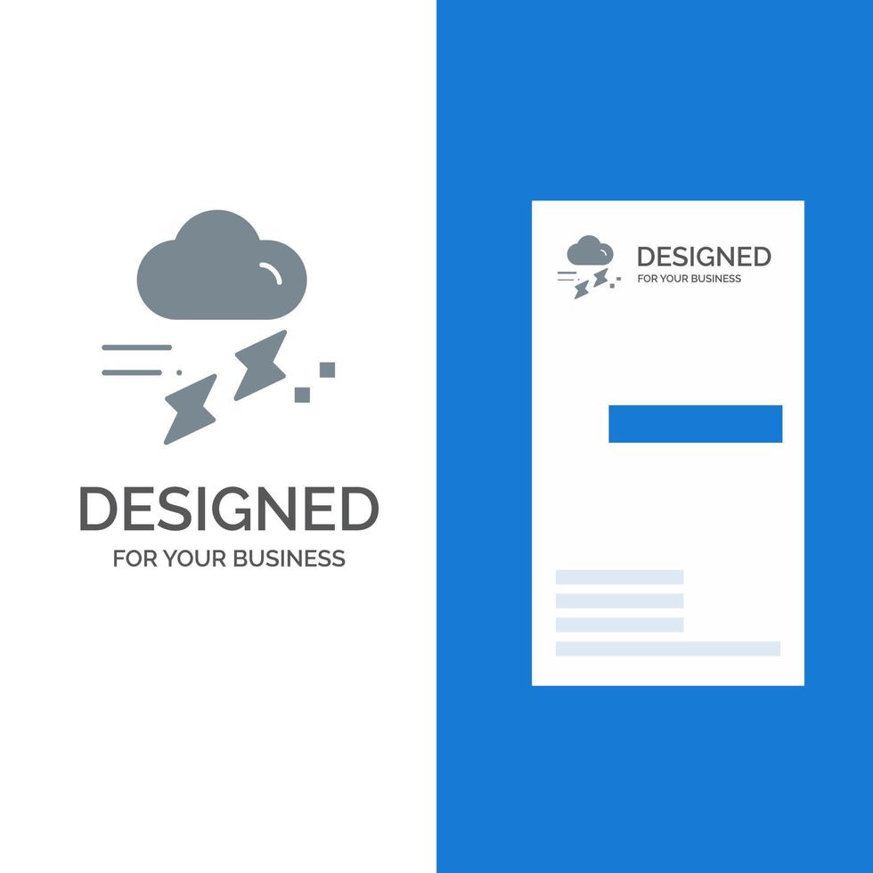 Cloud Rain Rainfall Rainy Thunder Grey Logo Design and Business Card Template vector