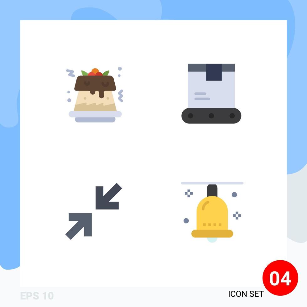 Mobile Interface Flat Icon Set of 4 Pictograms of cake zoom delivery shipping celebration Editable Vector Design Elements