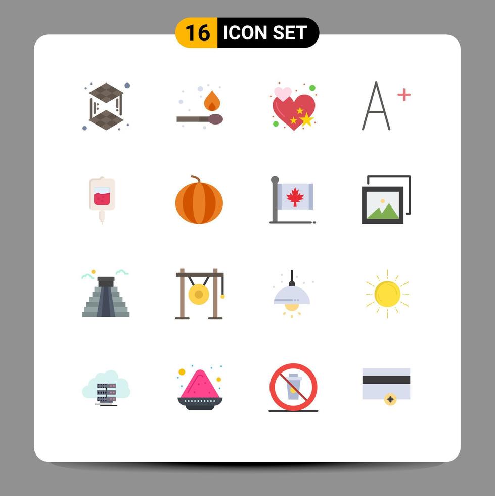 Set of 16 Vector Flat Colors on Grid for fruit berry heart samples test Editable Pack of Creative Vector Design Elements