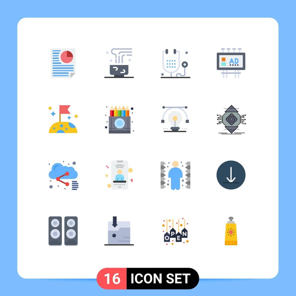 Universal Icon Symbols Group of 16 Modern Flat Colors of promotion billboard advertisement mug advertising health Editable Pack of Creative Vector Design Elements