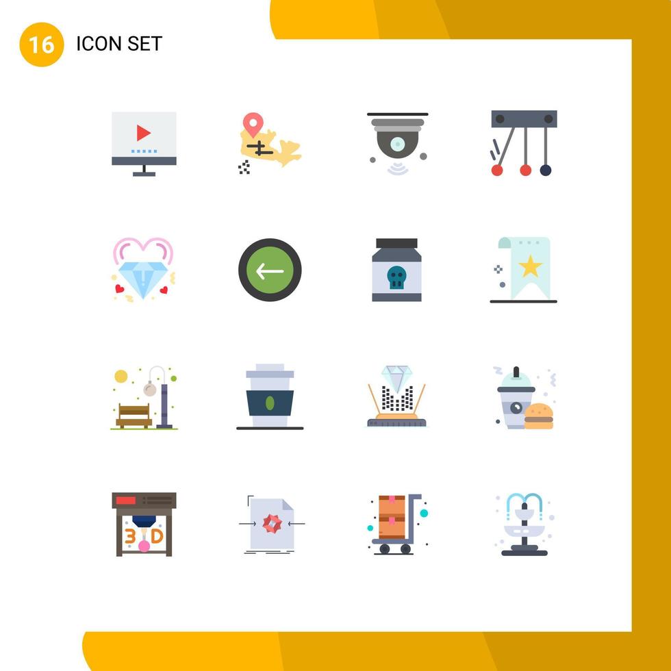 16 User Interface Flat Color Pack of modern Signs and Symbols of heart space camera science wifi Editable Pack of Creative Vector Design Elements