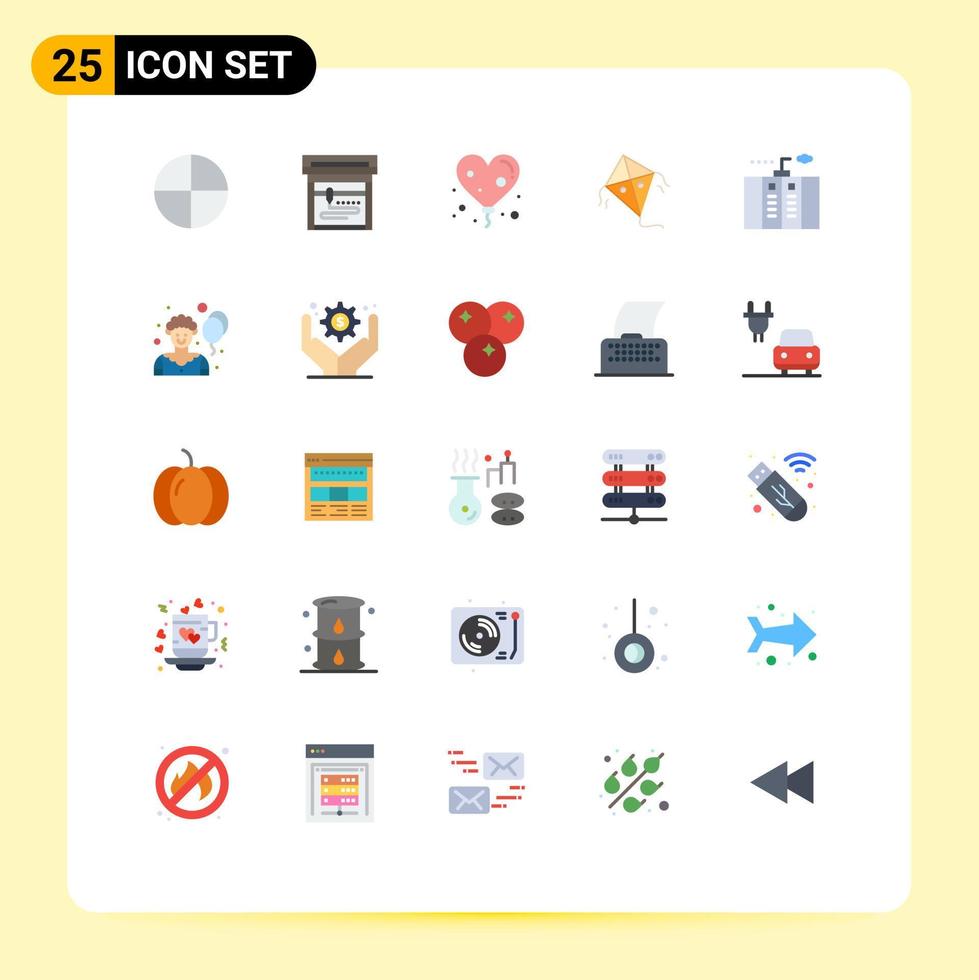 Set of 25 Modern UI Icons Symbols Signs for clown power kite generator emergency Editable Vector Design Elements