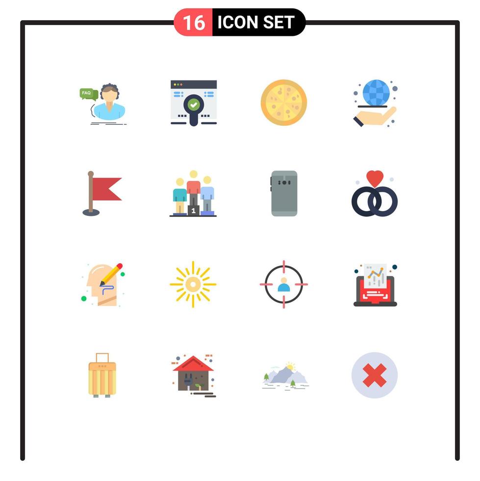 Stock Vector Icon Pack of 16 Line Signs and Symbols for map flag pack management globe Editable Pack of Creative Vector Design Elements