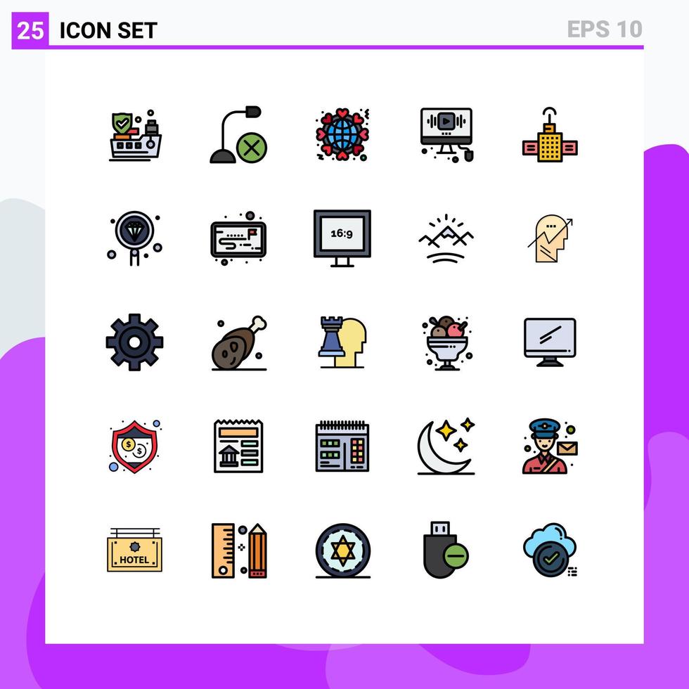 25 Creative Icons Modern Signs and Symbols of internet online globe youtube world Editable Vector Design Elements